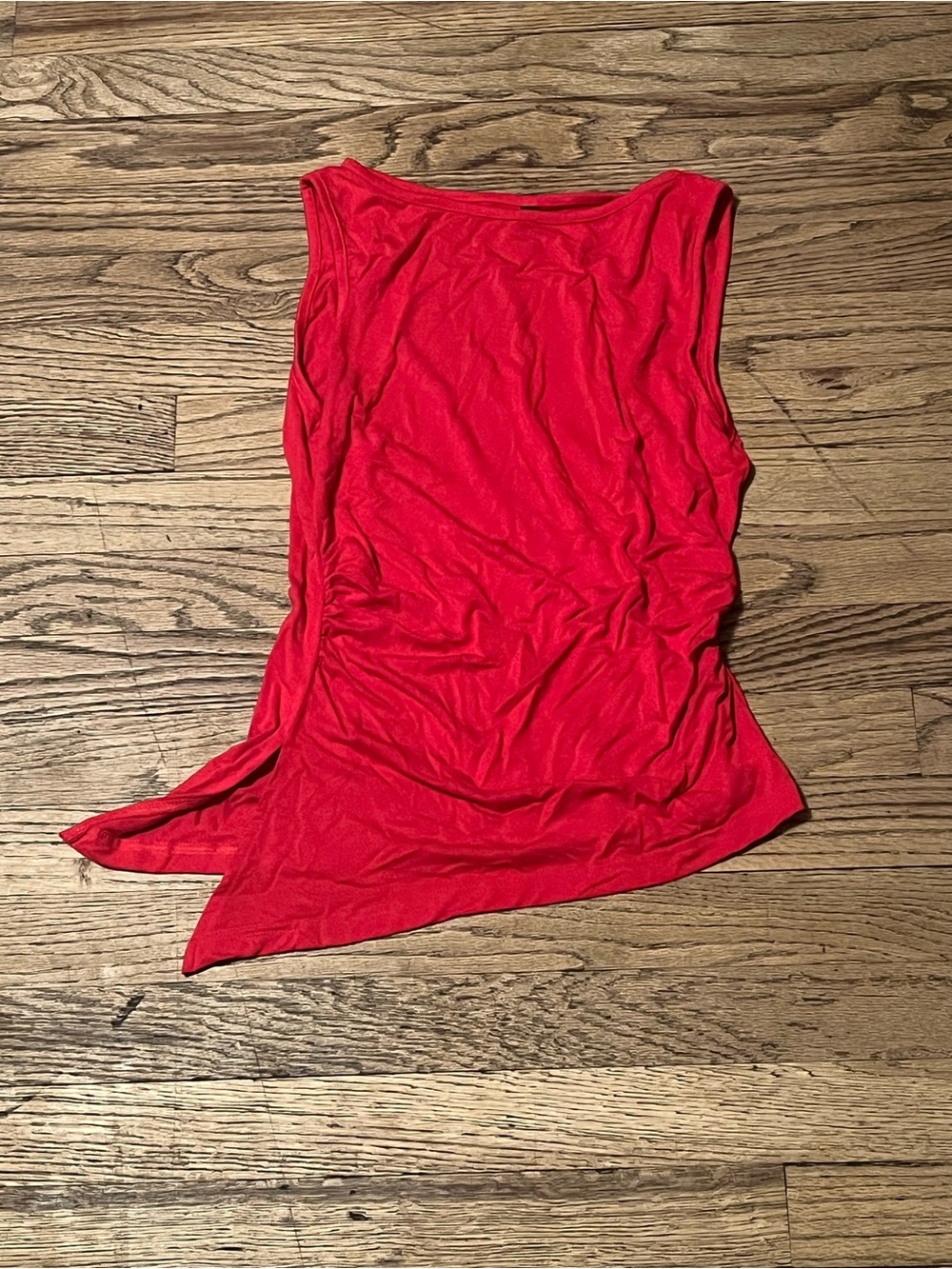 Asymmetric Red Sleeveless Tank Top